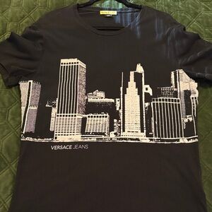 Versace Jeans Collection Black Tee with White Skyline